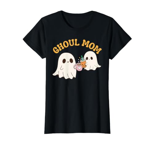 Ghoul Mom Cute Halloween Mother Ghost Mommy Trick Treating T-Shirt - size chart