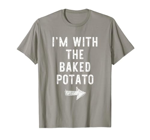 Im With The Baked Potato Halloween Costume I’m with The Baked Potato Funny Halloween Couple Costume T-Shirt - size chart