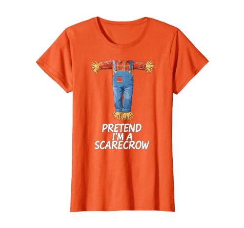 Humor Scarecrow Halloween Tees Pretend I'm A Scarecrow Halloween Costume T-Shirt - size chart