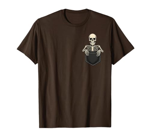 Funny Pocket Skeleton Halloween T Shirt For Men Funny Skeleton in The Pocket Halloween Kids Teens Adults T-Shirt - size chart