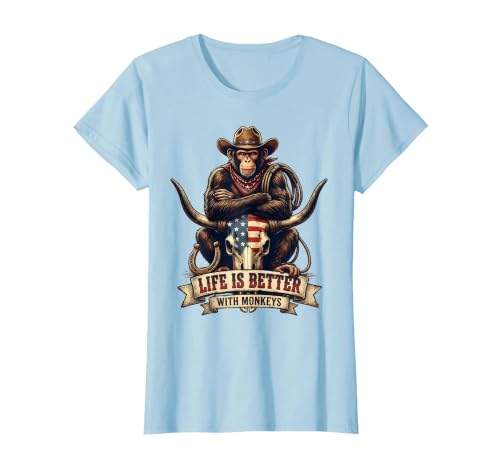 Mademark Life Is Better With Monkeys Fun Primate Design T-Shirt - Women - size chart