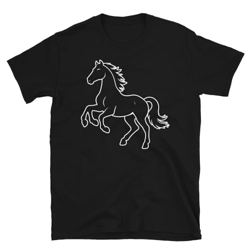 Generic Horse T-Shirt, Horse Silhouette Outline Graphic Equestrian Riding #25D3 - size chart