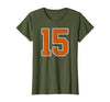 Number 15 Jersey Player Uniform #15 Gifts Burnt Orange White Number 15 Jersey Player Uniform #15 T-Shirt - size chart
