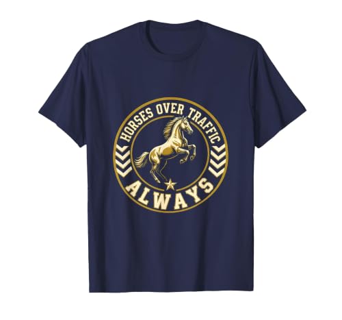 Mademark Horses Over Traffic Always Equestrian Design T-Shirt - Men - size chart