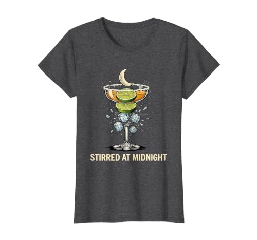 Mademark Stirred At Midnight Witch Halloween Cocktail Margarita Lover T-Shirt - size chart