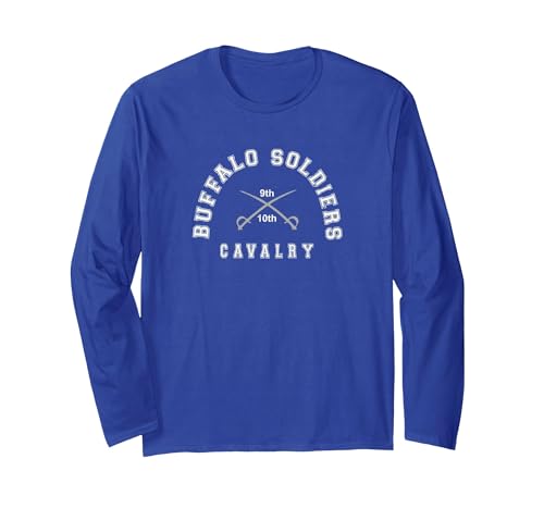 Gene Brown Designs Buffalo Soldiers Collegiate White Combo Long Sleeve T-Shirt - size chart