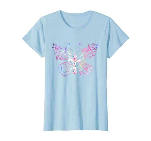 Butterfly Prayer Graphic Jesus Christian Cross Butterfly Prayer Jesus Christian Cross Floral Pattern T-Shirt - size chart