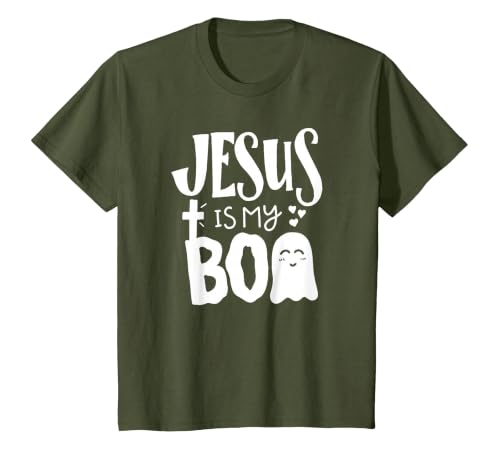 Jesus is My Boo - Funny Christian Halloween Quote Humor T-Shirt - size chart