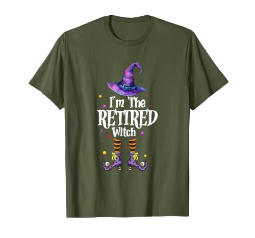 Funny Quote Horror Costume Party Family Friends I'm The Retired Witch Spooky Scary Halloween Retiree Women T-Shirt - size