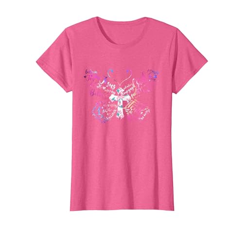 Butterfly Prayer Graphic Jesus Christian Cross Butterfly Prayer Jesus Christian Cross Floral Pattern T-Shirt - size chart