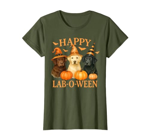 Art-Wear Happy Lab-O-Ween Labrador Halloween Dog Lover Design T-Shirt - size chart