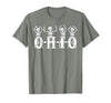 Funny O-H-I-O State Skeleton Halloween Funny O-H-I-O State Skeleton Ohio Halloween Vintage Vibe Fun T-Shirt - size chart