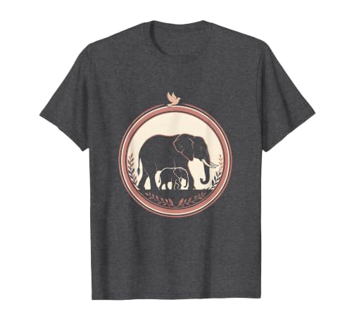 Mademark Mama Elephant Silhouette Mother and Baby Design T-Shirt - Men - size chart