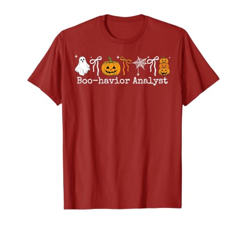 Behavior Analyst Halloween ABA Ghost Boo-havior Boo-Havior Analyst Pumpkin Ghost ABA Therapist Halloween T-Shirt - size chart
