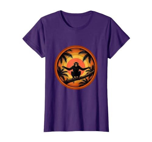 Mademark Monkey Silhouette Tropical Sunset Graphic T-Shirt - Women - size chart