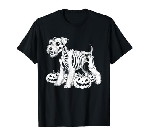 Miniature Schnauzer Lovers Halloween Dog Costume Miniature Schnauzer Skeleton Birthday Halloween Mens Womens T-Shirt - size