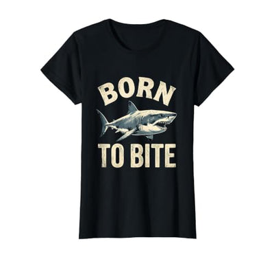 Born to Bite Fierce Shark Graphic Design T-Shirt