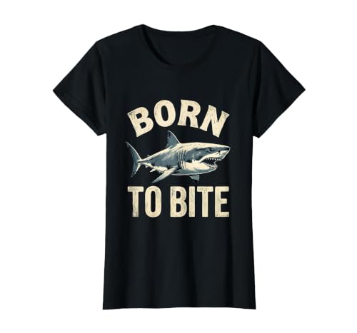 Mademark Born to Bite Fierce Shark Graphic Design T-Shirt - size chart