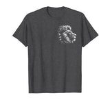 MyAnimal - Your Favourite Animal Wear Lion Head - Cool Portrait of a Proud Lion on Chest T-Shirt - size chart