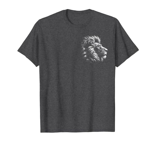 MyAnimal - Your Favourite Animal Wear Lion Head - Cool Portrait of a Proud Lion on Chest T-Shirt - size chart