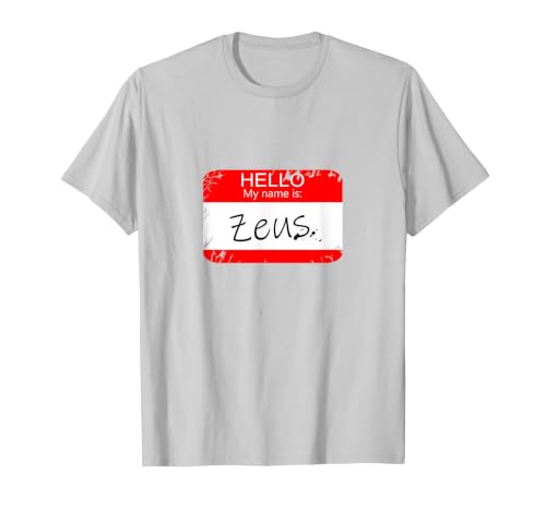 Hello My Name is Funny Halloween Costume Tees Hello My Name is Zeus Funny Halloween Greek Gods Tshirt T-Shirt - size chart