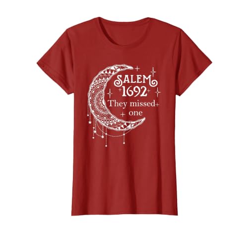 Salem 1692 They Missed One - Salem Witch 1692 Halloween T-Shirt - size chart