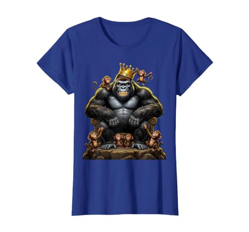 Mademark King Gorilla Dad Surrounded by Little Monkeys T-Shirt - Women - size chart