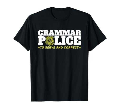 Easy Halloween Costume Top Shop Grammar Police Officer Funny Badge Halloween Costume T-Shirt - size chart