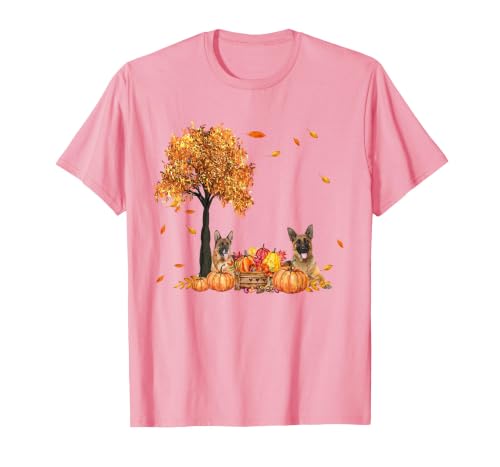 Funny German Shepherd Thanksgiving Halloween German Shepherd Autumn Leaf Fall Dog Thanksgiving Halloween T-Shirt - size chart