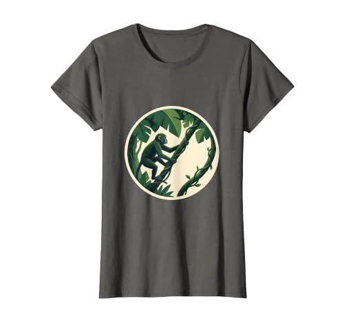 Mademark Monkey Hanging From Jungle Vine Illustration T-Shirt - Women - size chart