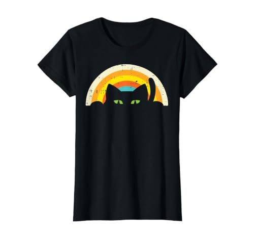 Cat Shirts For Women Men Girls Kids Kitten Gifts Peeping Black Cat Rainbow Vintage Halloween Men Women Kids T-Shirt - size