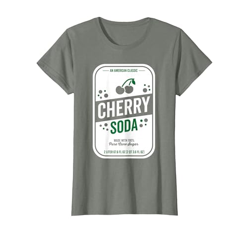Funny Soda Pop Label Tees Soda Group Halloween Costume Cherry Soda T-Shirt - size chart