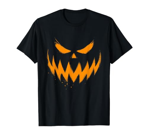 Vintage Jack o Lantern Halloween Tee Pumpkin Face Jack O Lantern Scary Carved Halloween Costume T-Shirt - size chart