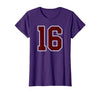 Maroon Number 16 Jersey Player Uniform #16 Gifts Maroon and White Number 16 Jersey Player Uniform #16 Fan T-Shirt - size