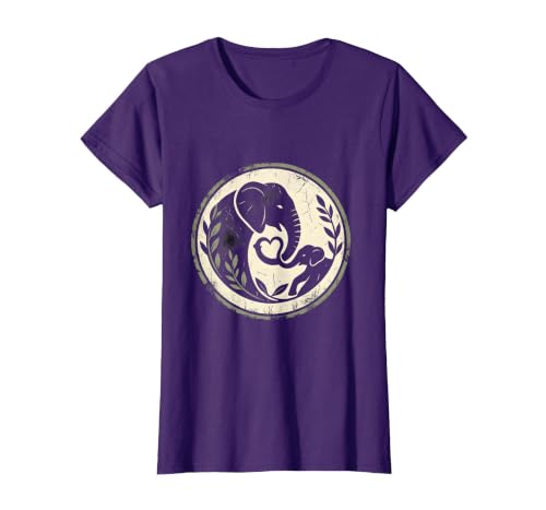 Mademark Elephant Mom and Baby Trunk Touch Illustration T-Shirt - Women - size chart