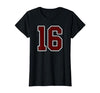 Maroon Number 16 Jersey Player Uniform #16 Gifts Maroon and White Number 16 Jersey Player Uniform #16 Fan T-Shirt - size