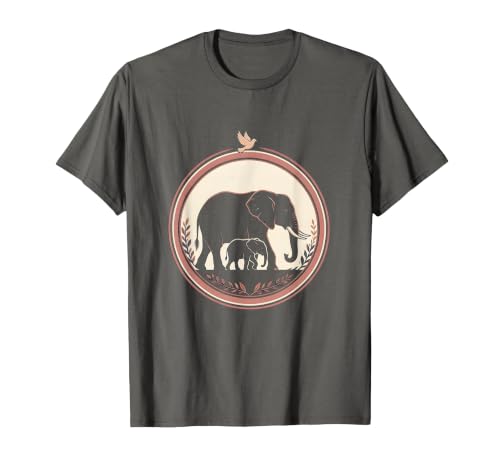 Mademark Mama Elephant Silhouette Mother and Baby Design T-Shirt - Men - size chart