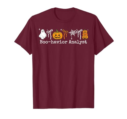 Behavior Analyst Halloween ABA Ghost Boo-havior Boo-Havior Analyst Pumpkin Ghost ABA Therapist Halloween T-Shirt - size chart