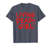 Living Dead Girl Dripping Blood Halloween Zombie Movie T-Shirt - size chart