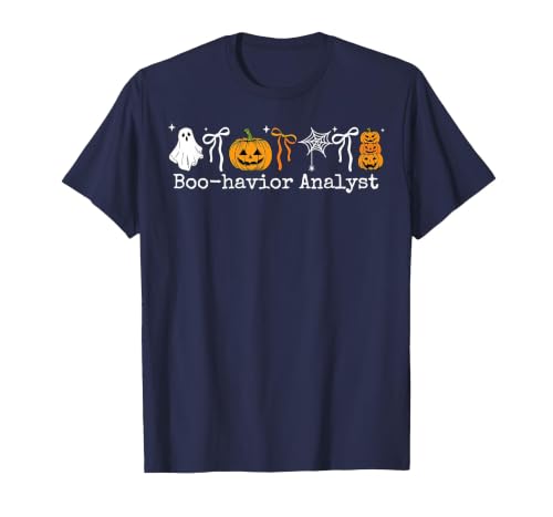 Behavior Analyst Halloween ABA Ghost Boo-havior Boo-Havior Analyst Pumpkin Ghost ABA Therapist Halloween T-Shirt - size chart