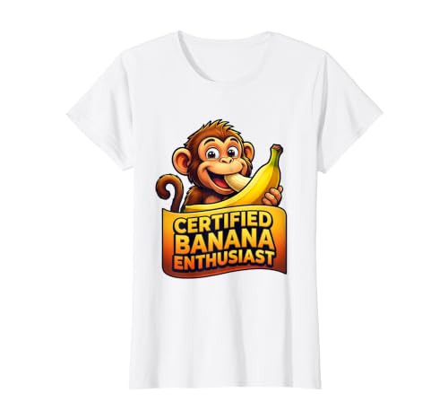 Mademark Certified Banana Enthusiast Funny Monkey Design T-Shirt - Women - size chart