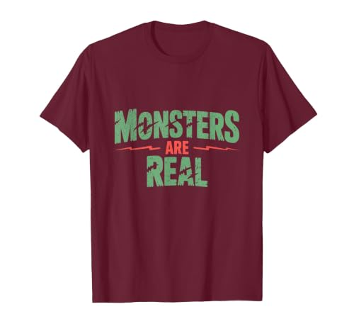 Monster Truth Wear Monsters are Real Horror Spooky Scary Halloween T-Shirt - size chart