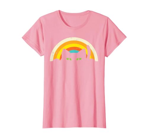 Cat Shirts For Women Men Girls Kids Kitten Gifts Peeping Black Cat Rainbow Vintage Halloween Men Women Kids T-Shirt - size
