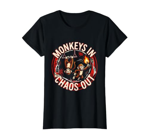 Mademark Monkeys In. Chaos Out. Punk Metal Circus Design T-Shirt - Women - size chart