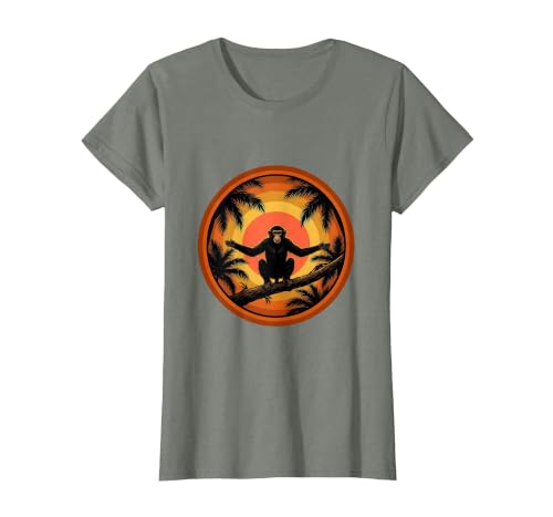 Mademark Monkey Silhouette Tropical Sunset Graphic T-Shirt - Women - size chart