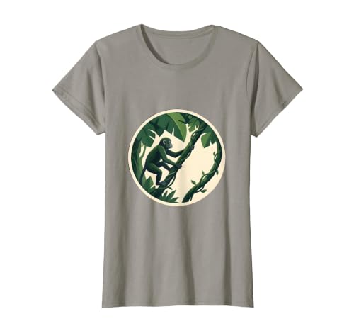 Mademark Monkey Hanging From Jungle Vine Illustration T-Shirt - Women - size chart