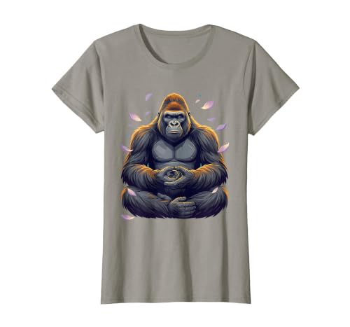 Mademark Meditating Gorilla Zen Monkey Graphic Design T-Shirt - Women - size chart
