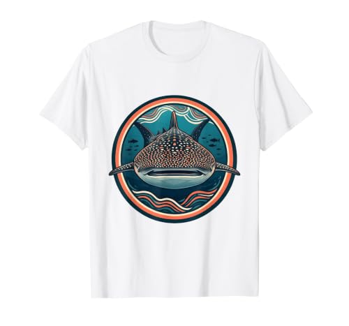 Mademark Whale Shark Sunlit Ocean Surface Illustration T-Shirt - size chart