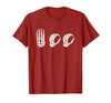Deaf Halloween ASL Costume Boo Hands ASL Halloween Skeleton Hand American Sign Language Boo T-Shirt - size chart