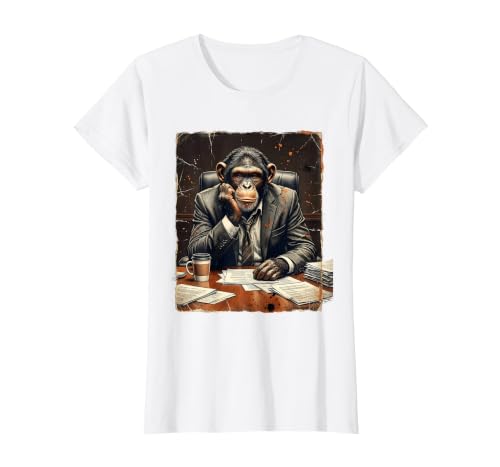 Mademark Monkey in a Suit Stuck in a Meeting Funny Gift T-Shirt - Women - size chart